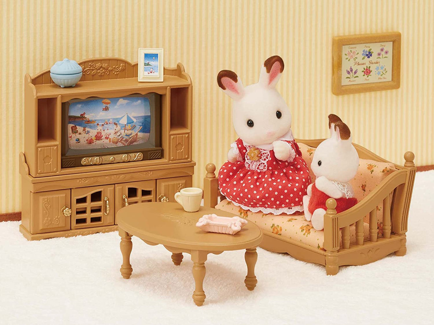 Sylvanian Families Sofa Armchair Television Telephone Curtain Wall Lamps Living Room Furniture Doll House Accessories Miniature Toys