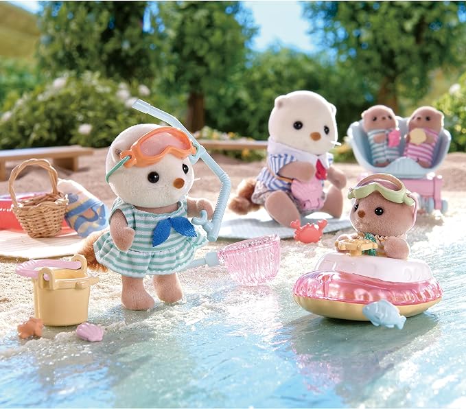 Sylvanian Families 2024 Sea Otter Family Siblings Baby Doll House Accessories Miniature Toys