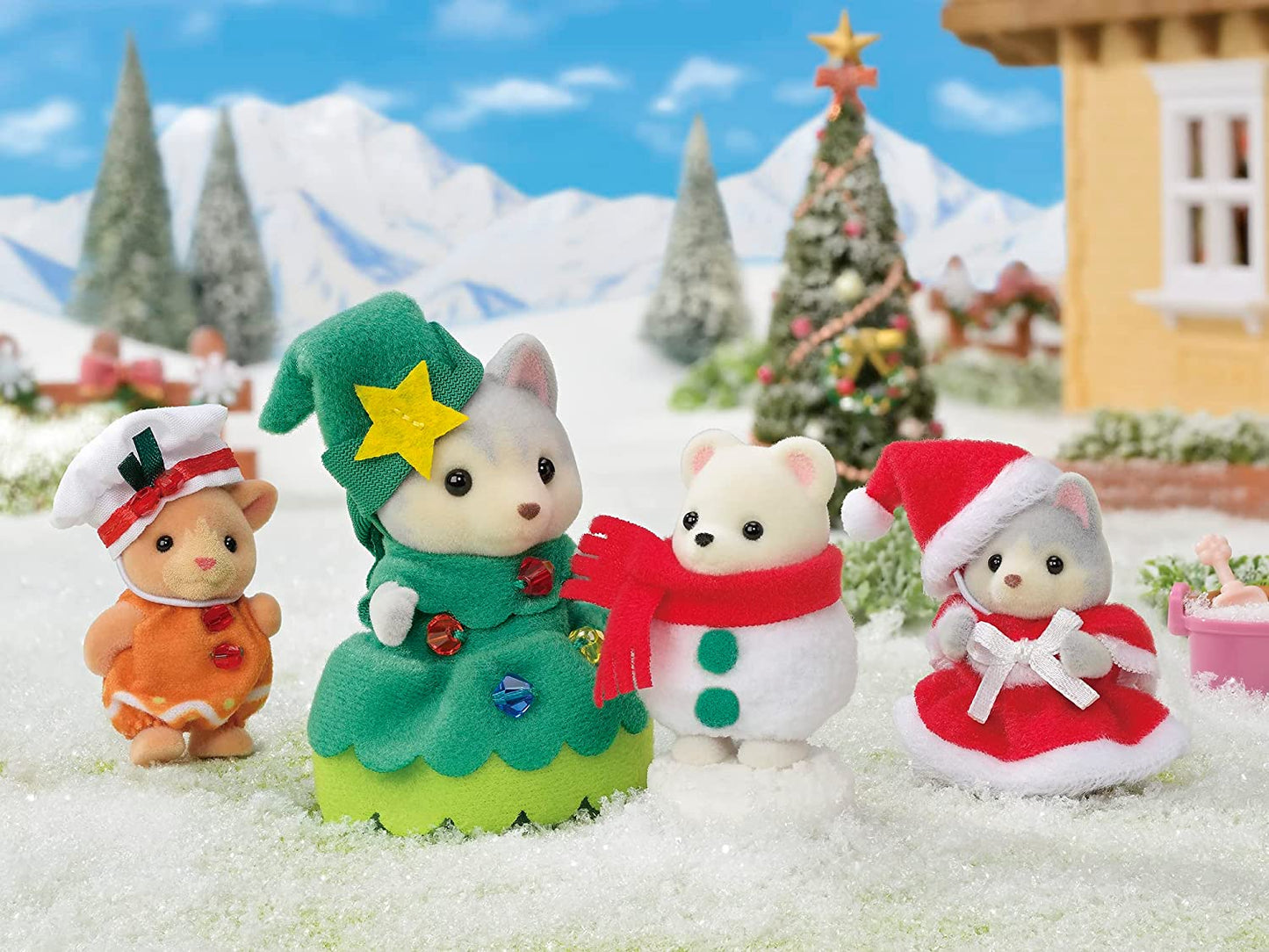 Sylvanian Families Happy Christmas Friends Baby Husky Bear Deer Doll House Accessories Miniature Toy