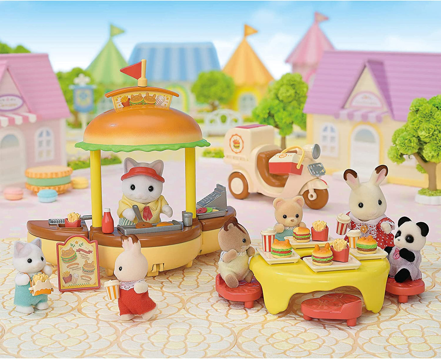 Sylvanian Families Freshly Made Hamburger Wagon Shop Doll House Furniture Accessories Miniature Toys