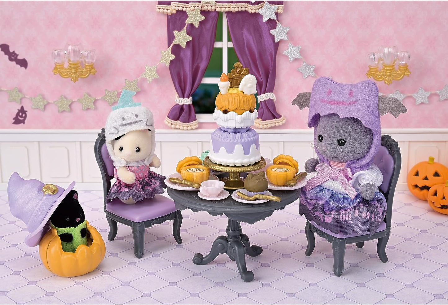Sylvanian Families Seasonal Halloween Party Set Calico Critters Cat Baby Doll House Accessories Toys