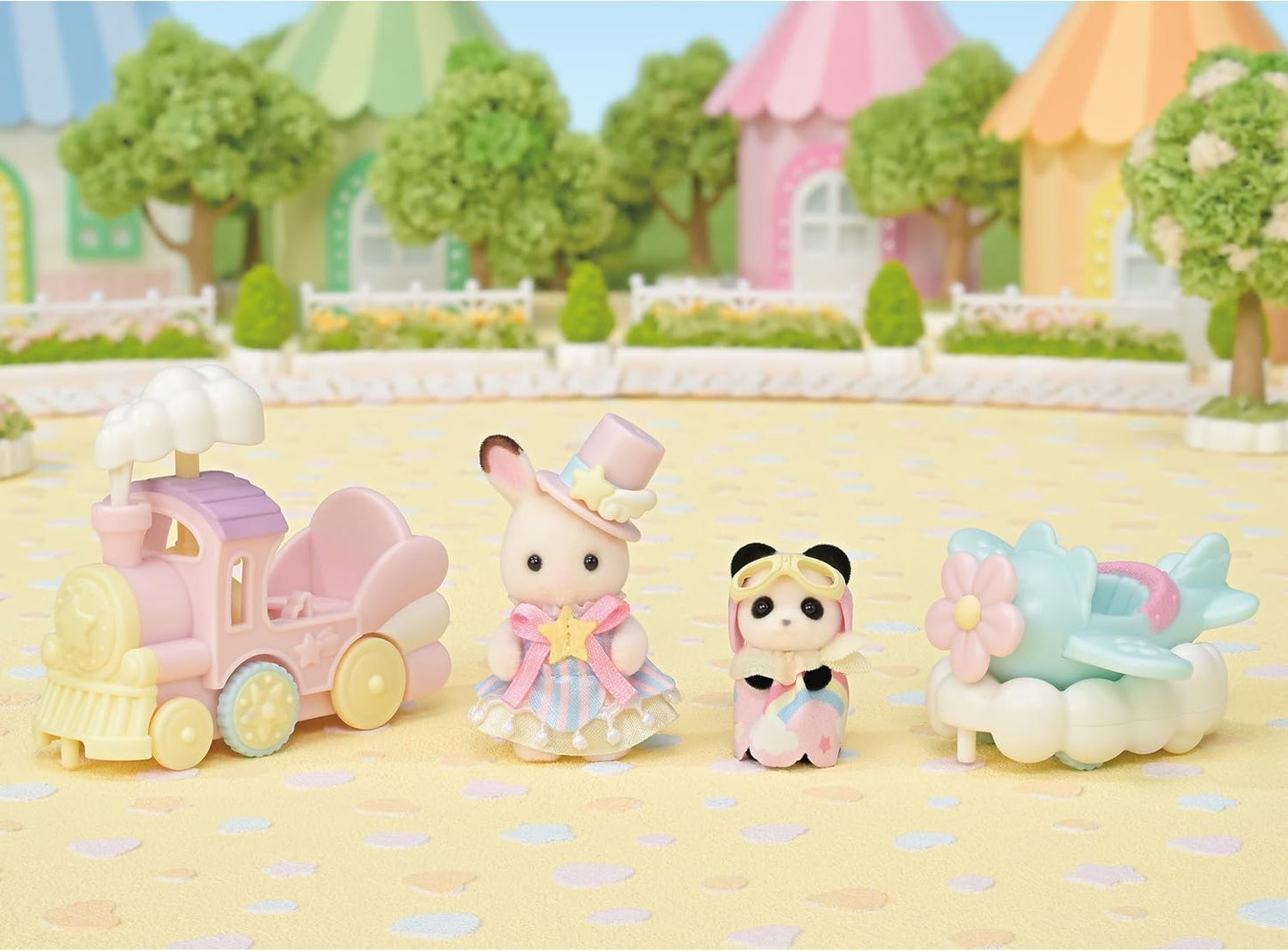 2024 Sylvanian Families Amusement Park Plane Train Co-79 Rabbit Panda Baby Doll House Accessories Toys
