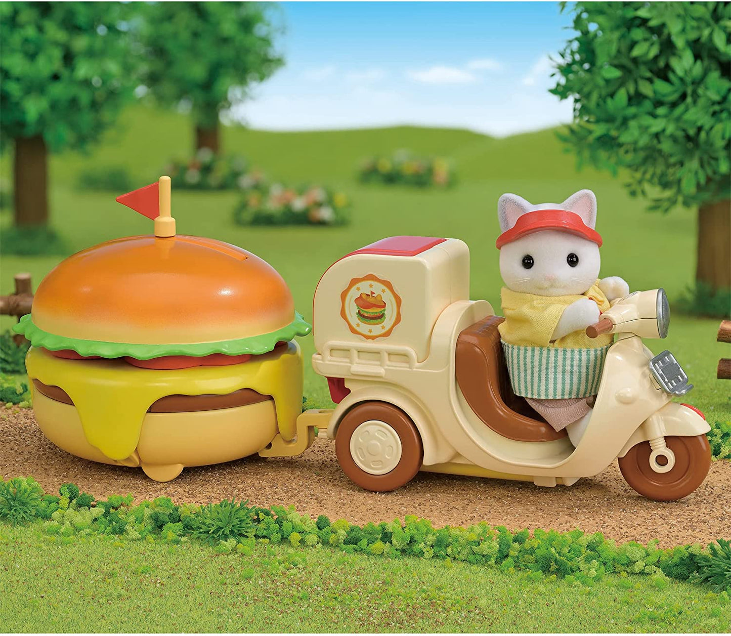 Sylvanian Families Freshly Made Hamburger Wagon Shop Doll House Furniture Accessories Miniature Toys