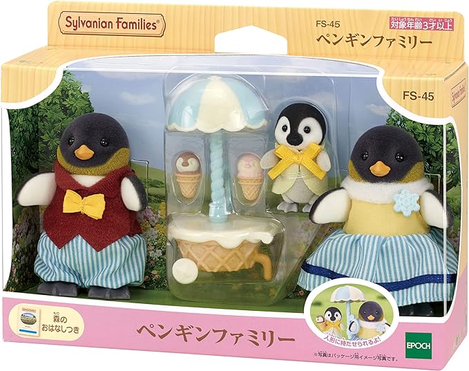 Sylvanian Families Penguin Family Baby Cart Doll House Accessories Miniature Toys