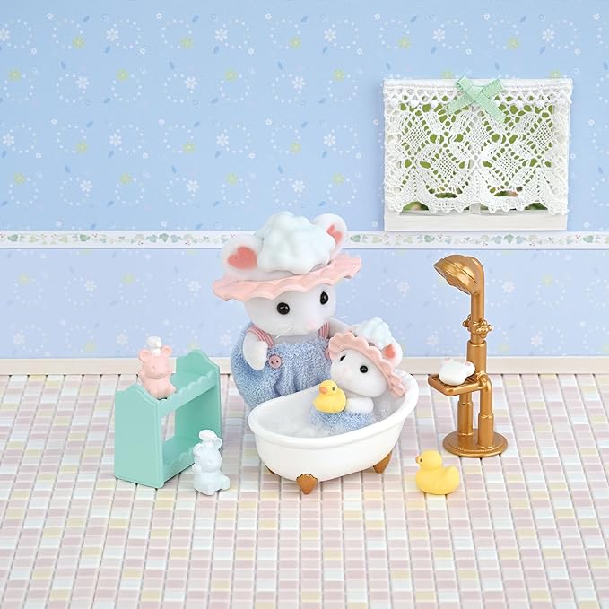 Sylvanian Families 2024 Good Night Bath Time Together Set Rabbit Mouse Baby Doll House Accessories Toys