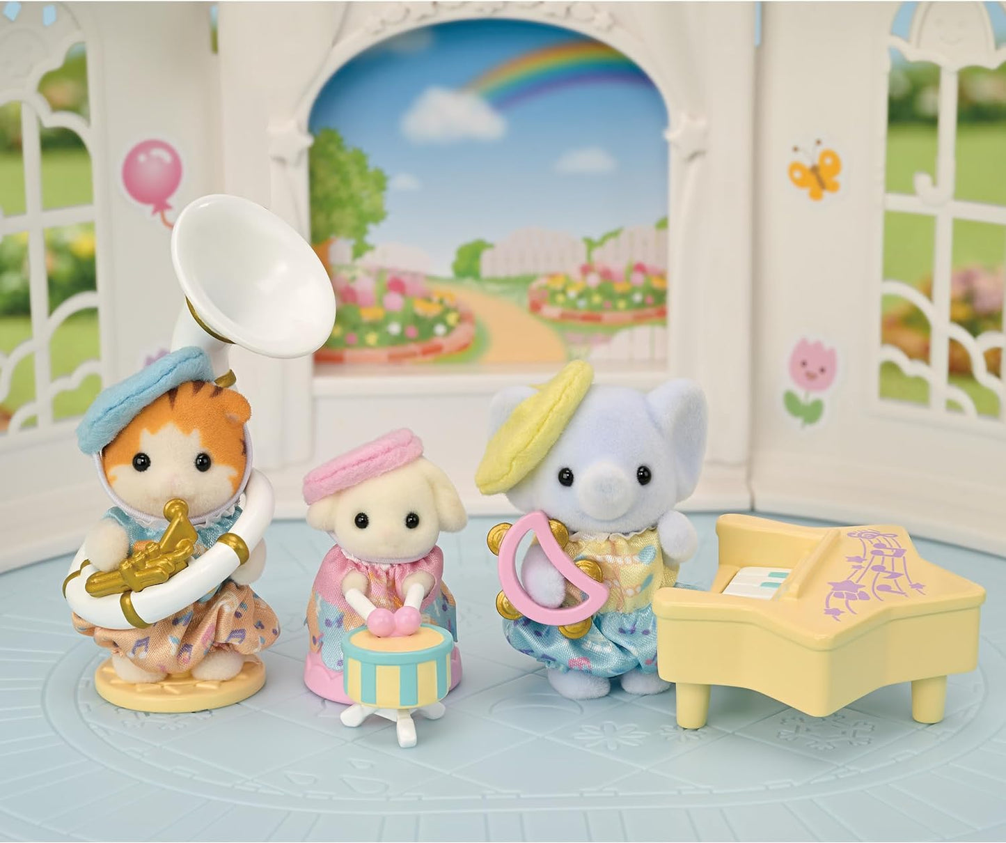 2024 Sylvanian Families Kindergarten Recital Musical Band S-78 Maple Flora Elephant Baby Doll House Accessories Toys