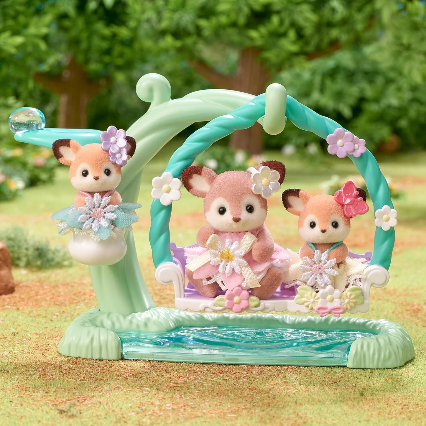 Sylvanian Families 2024 Deer Family Twins Baby Swing Set by the Water Doll House Accessories Toys