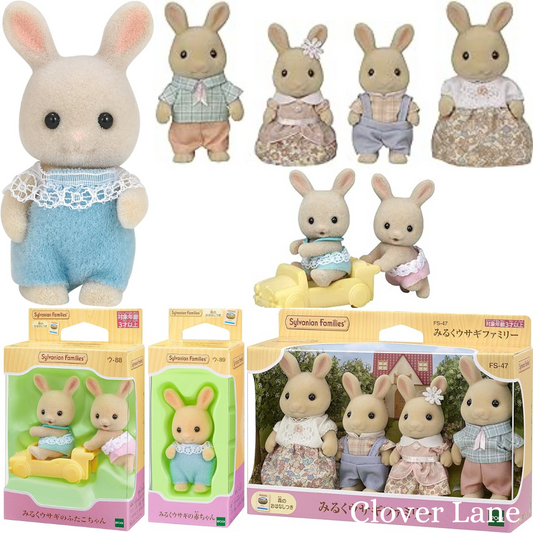Sylvanian Families Milk Rabbit Family Twins Baby Doll House Accessories Miniature Toys
