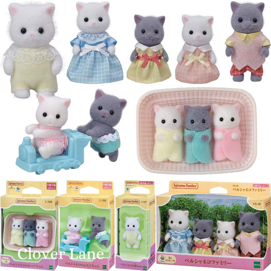 Sylvanian Families Persian Cat Family Twins Triplets Baby Doll House Accessories Miniature Toys