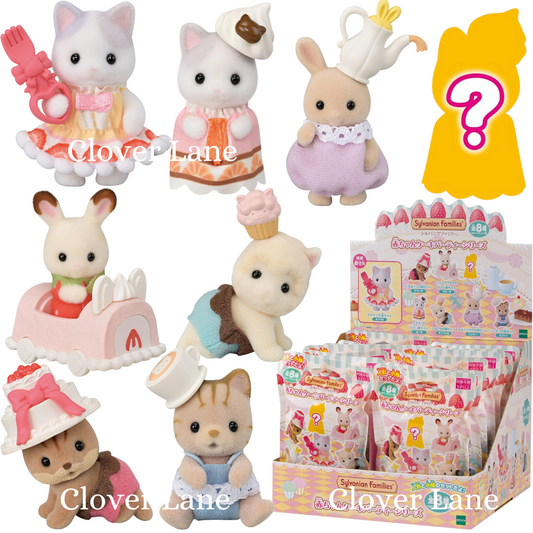 Sylvanian Families 2024 Baby Cake Party Series Blind Bag Cat Rabbit Alpaca Squirrel Baby Doll House Accessories Miniature Toys clover lane cloverlaneph