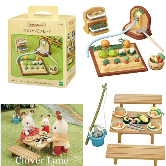 Sylvanian Families Vegetable Gardening Family BBQ Set Doll House Accessories Miniature Toys