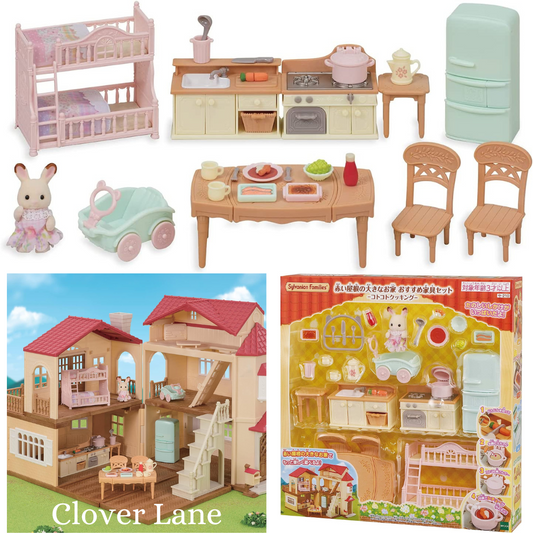 Sylvanian Families Cooking Furniture Set Large House Red Roof Recommended Kitchen Doll House Accessories Toys