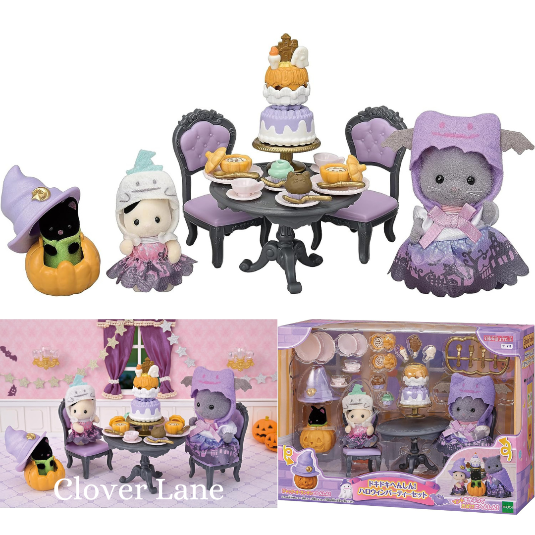Sylvanian Families Seasonal Halloween Party Set Calico Critters Cat Baby Doll House Accessories Toys