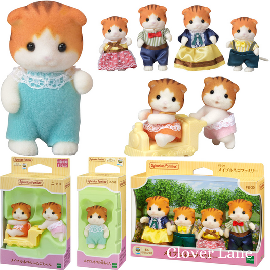 Sylvanian Families Maple Cat Family Twins Baby Doll House Accessories Miniature Toys