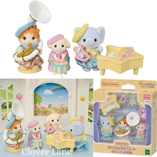 2024 Sylvanian Families Kindergarten Recital Musical Band S-78 Maple Flora Elephant Baby Doll House Accessories Toys