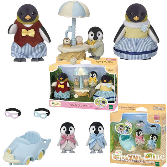 Sylvanian Families Penguin Family Baby Cart Doll House Accessories Miniature Toys
