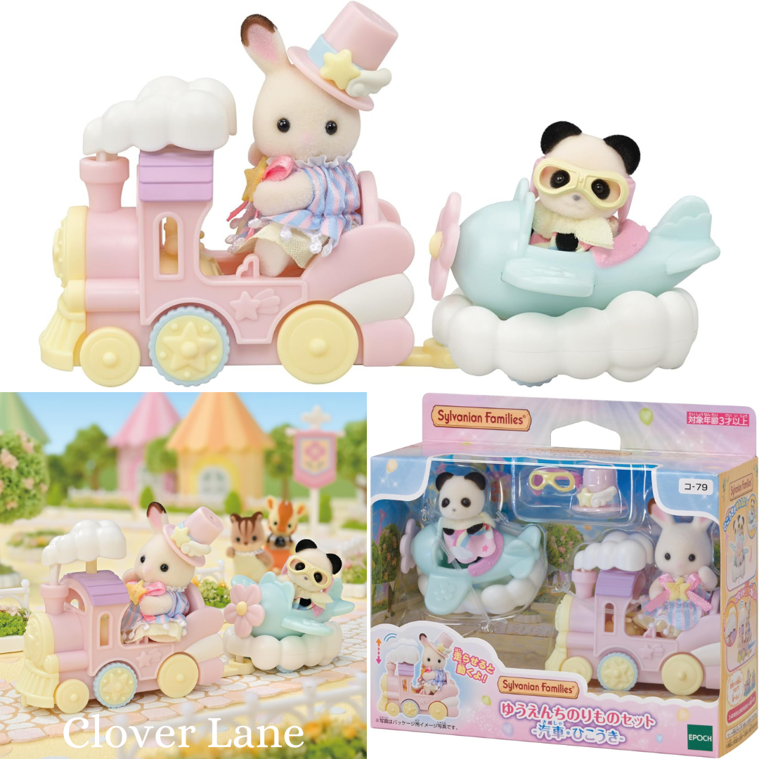 2024 Sylvanian Families Amusement Park Plane Train Co-79 Rabbit Panda Baby Doll House Accessories Toys