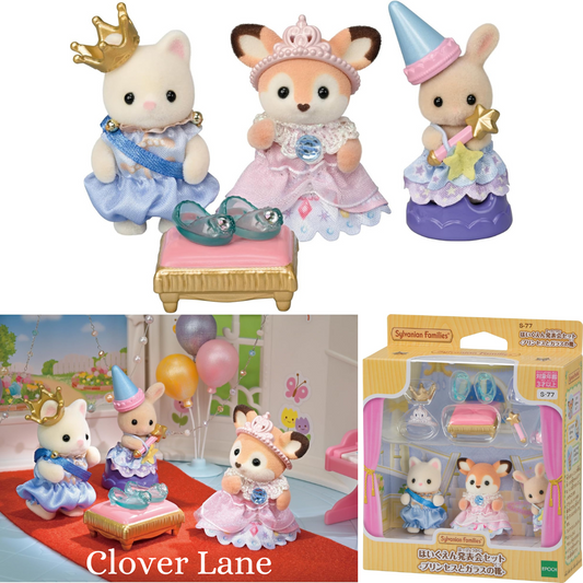 Sylvanian Families 2024 Recital Set Princess and Glass Shoes Baby Silk Cat Deer Milk Rabbit Doll Accessories
