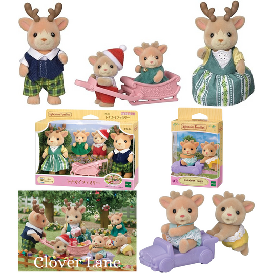 Sylvanian Families Reindeer Family Twins Doll House Accessories Maniature Toys