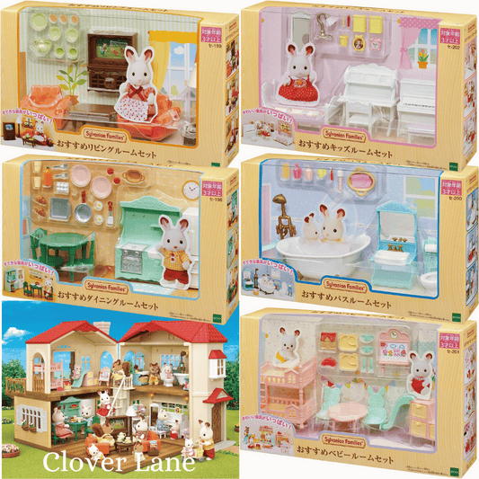 Sylvanian Families Furniture Room Set Kitchen Dining Living Bathroom Bedroom Nursery Baby Doll House Accessories