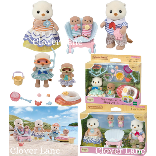 Sylvanian Families 2024 Sea Otter Family Siblings Baby Doll House Accessories Miniature Toys