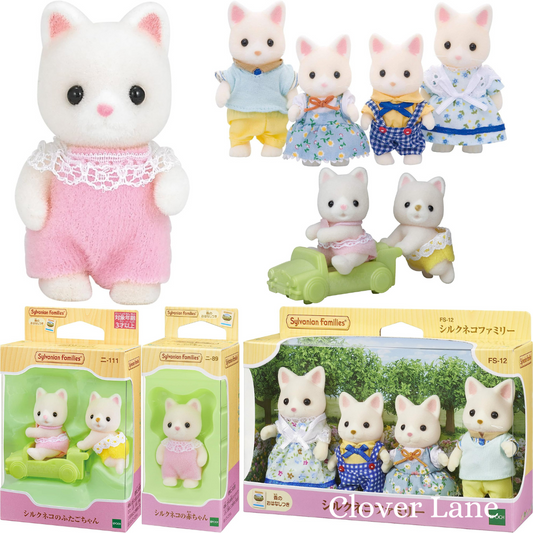 Sylvanian Families Silk Cat Family Twins Baby Doll Calico Critters House Accessories Miniature Toys