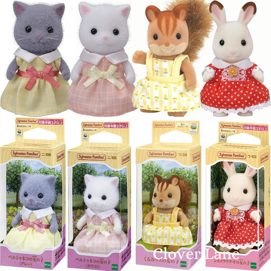 Sylvanian Families Girl Persian Cat Rabbit Squirrel Husky Sister Doll House Calico Critter Toy
