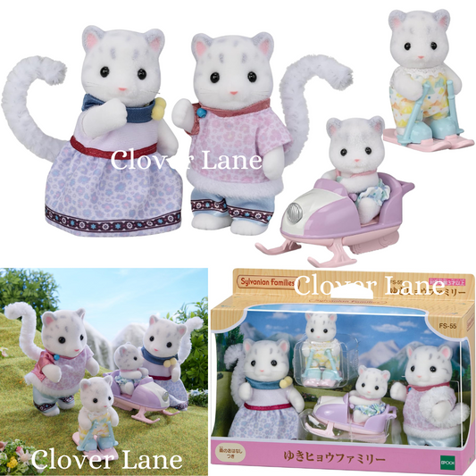 Sylvanian Families 2024 Snow Leopard Family FS-55 Doll House Accessories Miniature Toys