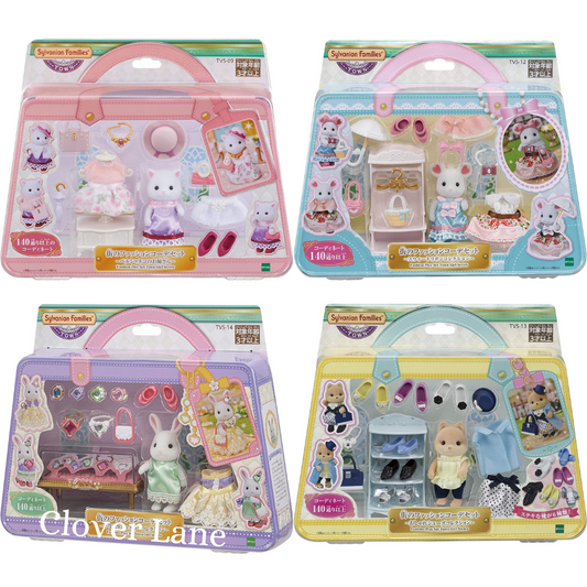 Sylvanian Families Town Series Fashion Persian Cat Sister Outfit Caramel Dog Shoes Mouse Ribbon Rabbit Jewely Collection Doll House Accessories Miniature Toys